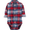 image:imageOSHKOSH BGOSH Baby Boys Buttonfront BodysuitBlueRed Plaid