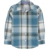 image:imageOshKosh BGosh Boys Long Sleeve Woven Buttonfront ShirtOlive Blue Plaid