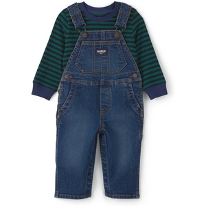 image:imageOSHKOSH BGOSH Baby Boys 2piece Overall SetsBlue Green Stripe