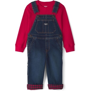 image:imageOSHKOSH BGOSH Baby Boys 2piece Overall SetsBlue Red Buffalo Check