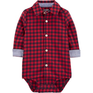 image:imageOSHKOSH BGOSH Baby Boys Buttonfront BodysuitDark Red Plaid
