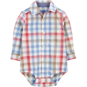 image:imageOSHKOSH BGOSH Baby Boys Buttonfront BodysuitMulti Orange Plaid