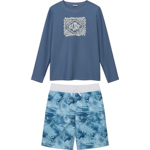 image:imageOSHKOSH BGOSH Toddlers and Baby Boys Swimsuit Trunk and Rashguard SetSurf Blue