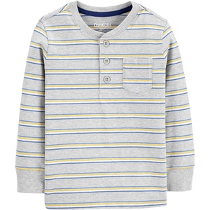 image:imageOshKosh BGosh Boys Long Sleeve HenleyGrey Heather Stripe
