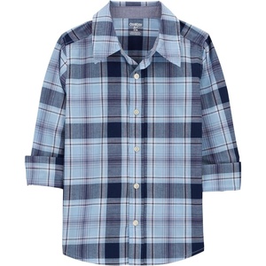 image:imageOshKosh BGosh Boys Long Sleeve Woven Buttonfront ShirtBlue Plaid