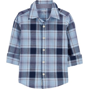 image:imageOshKosh BGosh Boys Long Sleeve Woven Buttonfront ShirtBlue Plaid Print