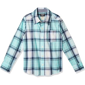 image:imageOshKosh BGosh Boys Long Sleeve Woven Buttonfront ShirtGreen Plaid Print