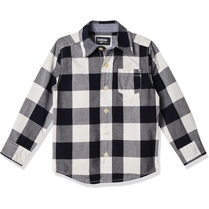 image:imageOshKosh BGosh Boys Long Sleeve Woven Buttonfront ShirtNavy Plaid Print