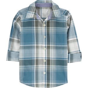 image:imageOshKosh BGosh Boys Long Sleeve Woven Buttonfront ShirtOlive Blue Plaid