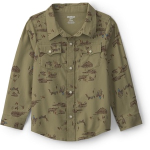 image:imageOshKosh BGosh Boys Long Sleeve Woven Buttonfront ShirtOlive Green Western