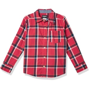image:imageOshKosh BGosh Boys Long Sleeve Woven Buttonfront ShirtRed Plaid Print