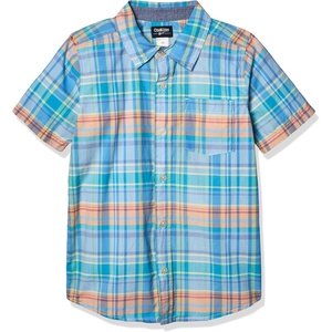 image:imageOshKosh BGosh Boys Short Sleeve Woven Buttonfront ShirtBlueOrange Plaid