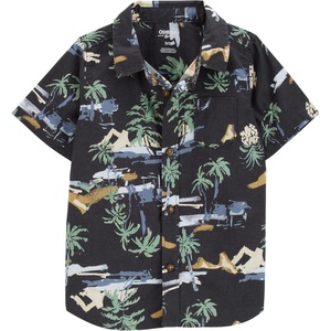 image:imageOshKosh BGosh Boys Short Sleeve Woven Buttonfront ShirtCharcoal Scenic Print Toddler