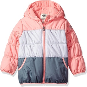 image:imageOshKosh BGosh Girls Perfect Colorblocked Heavyweight Jacket CoatCoral PrincessHeather