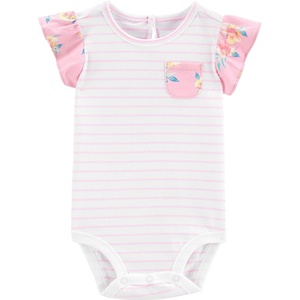 image:imageOSHKOSH BGOSH Baby Girls Shortsleeve BodysuitPinkWhite Stripe