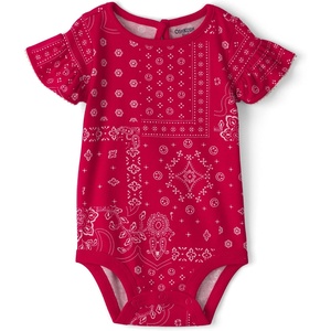 image:imageOSHKOSH BGOSH Baby Girls Shortsleeve BodysuitRedWhite Paisley