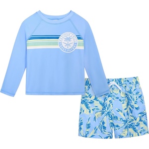 image:imageOSHKOSH BGOSH Toddlers and Baby Boys Swimsuit Trunk and Rashguard SetLight Blue