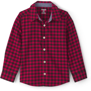image:imageOshKosh BGosh Boys Long Sleeve Woven Buttonfront Shirt Red Black Buffalo CheckRed Black Buffalo Check