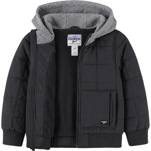 image:imageOSHKOSH BGOSH Boys Quilted Midweight Full Zip Jacket with Sweatshirt HoodGrey