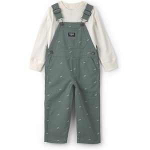 image:imageOSHKOSH BGOSH Baby Boys 2piece Overall SetsCream Green Car Print