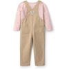 image:imageOSHKOSH BGOSH Baby Girls 2piece Overall SetsKhaki Pink Bows