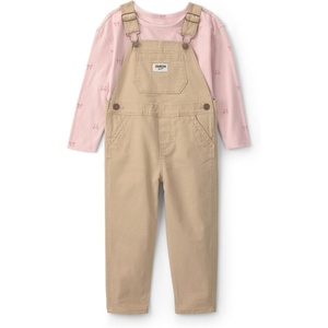 image:imageOSHKOSH BGOSH Baby Girls 2piece Overall SetsKhaki Pink Bows