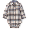 image:imageOSHKOSH BGOSH Baby Boys Buttonfront BodysuitGrey Blue Brown Plaid