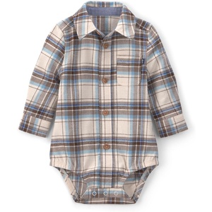 image:imageOSHKOSH BGOSH Baby Boys Buttonfront BodysuitGrey Blue Brown Plaid