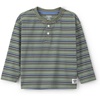 image:imageOshKosh BGosh Boys Long Sleeve HenleyGrey Blue Green Stripe